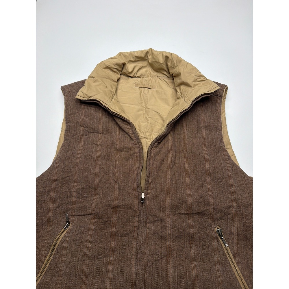 Eddie Bauer Mens Reversible Puffer Vest Size M Brown Tan Quilted Full Zip - Picture 5 of 10